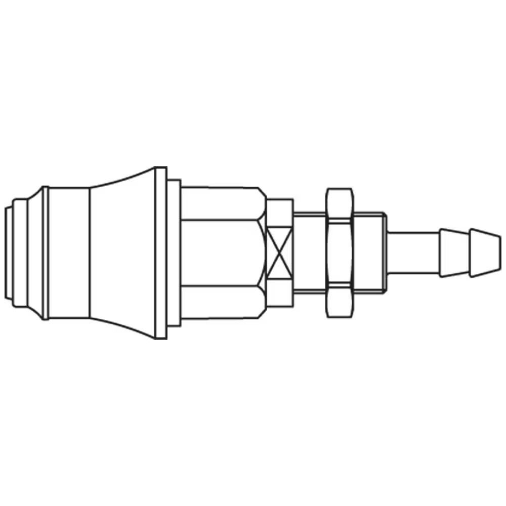 Quick Coupling for Medical Technology, Series MD Coupling Panel Mount with Hose Barb Double Shut-Off
