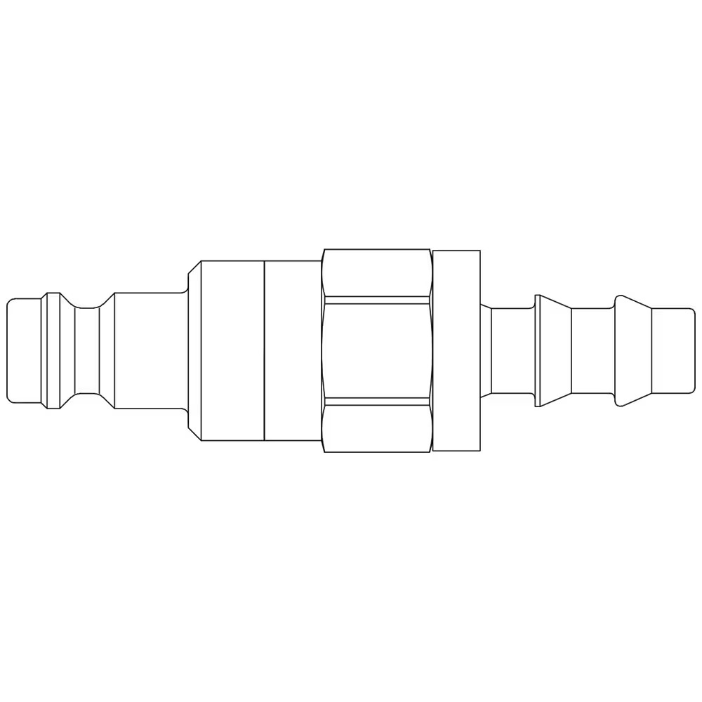 Serie 21  Double Shut-Off Han Lynkobling (med ventil) - Push-Lok - Messing