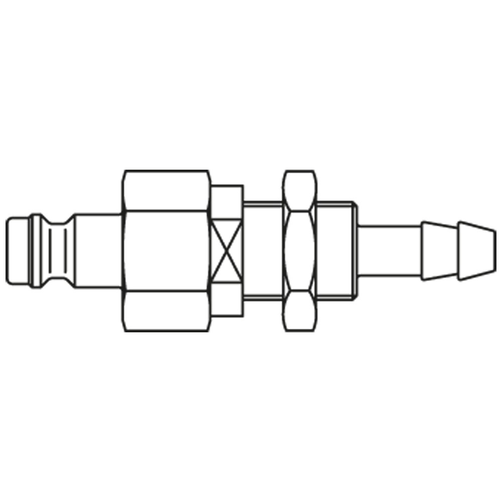 Quick Coupling for Medical Technology, Series MD Plug Panel Mount with Hose Barb Double Shut-Off