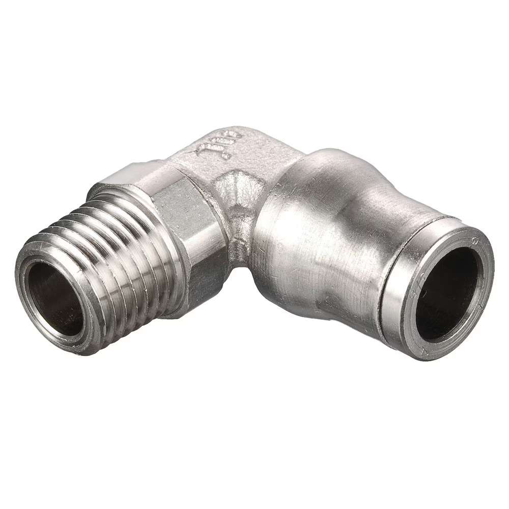 Electroless Nickel Plated Brass Push-to-Connect Fittings - Prestolok PLM Elbow 90° Tube to Pipe Push-to-Connect Male NPT