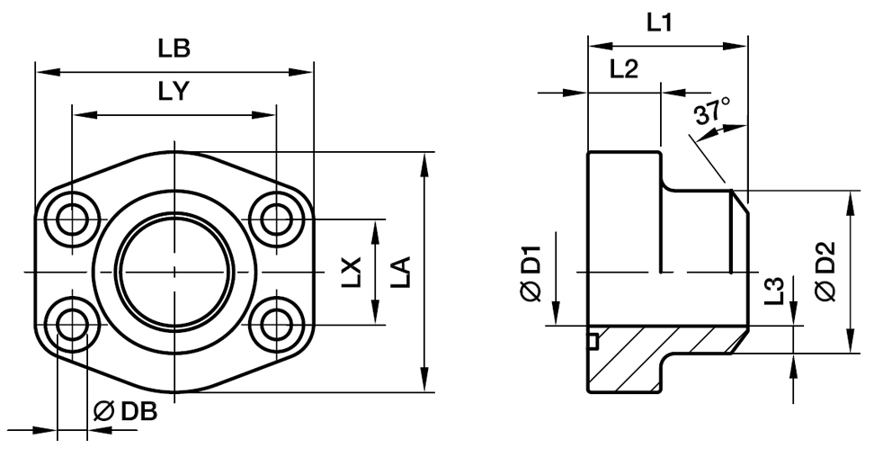 SAE Lige 4 Bolt Flange (Svejseende) - SAE Flange / Svejse Rør Ende