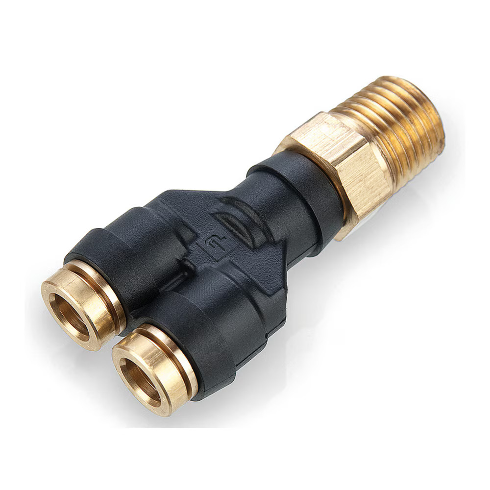Air Brake D.O.T. composite & brass push-to-connect fittings - PTC & PTCR Wye Tube to Pipe Push-to-Connect Push-to-Connect