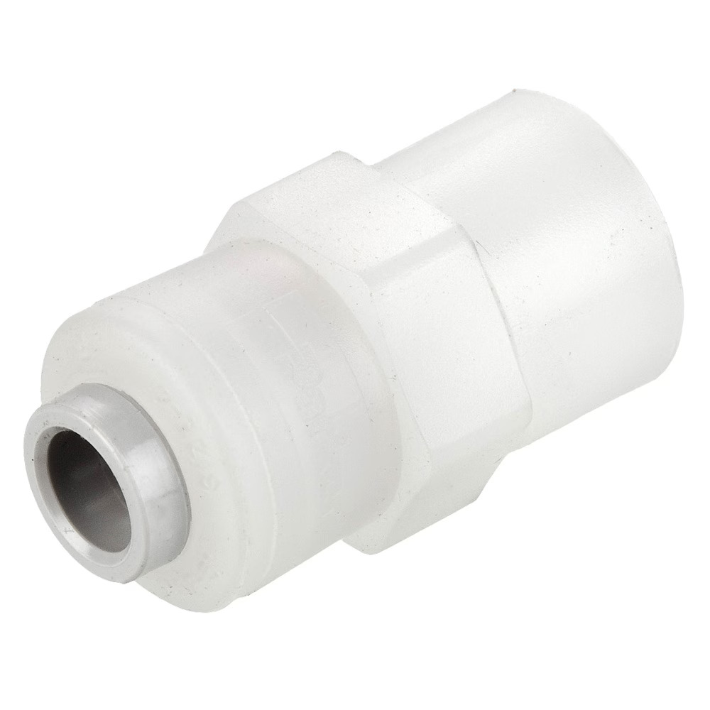 Push-to-Connect all plastic FDA compliant fitting, Parker TrueSeal Connector Push-to-Connect Female 45° Flare