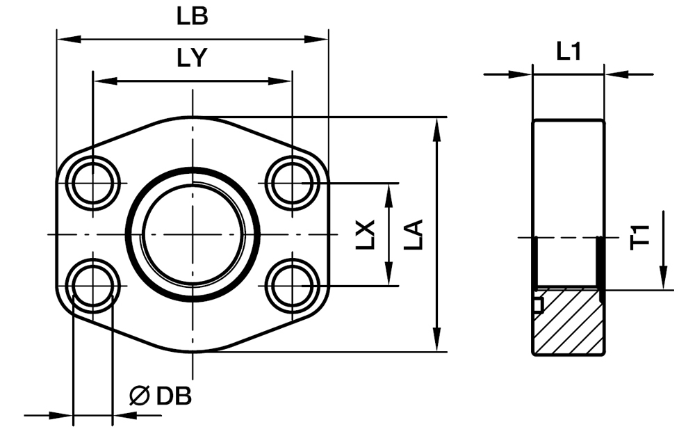SAE Lige 4 Bolt Flange Flad Med BSPP Gevind - SAE Flange / Indvendig  BSPP Gevind