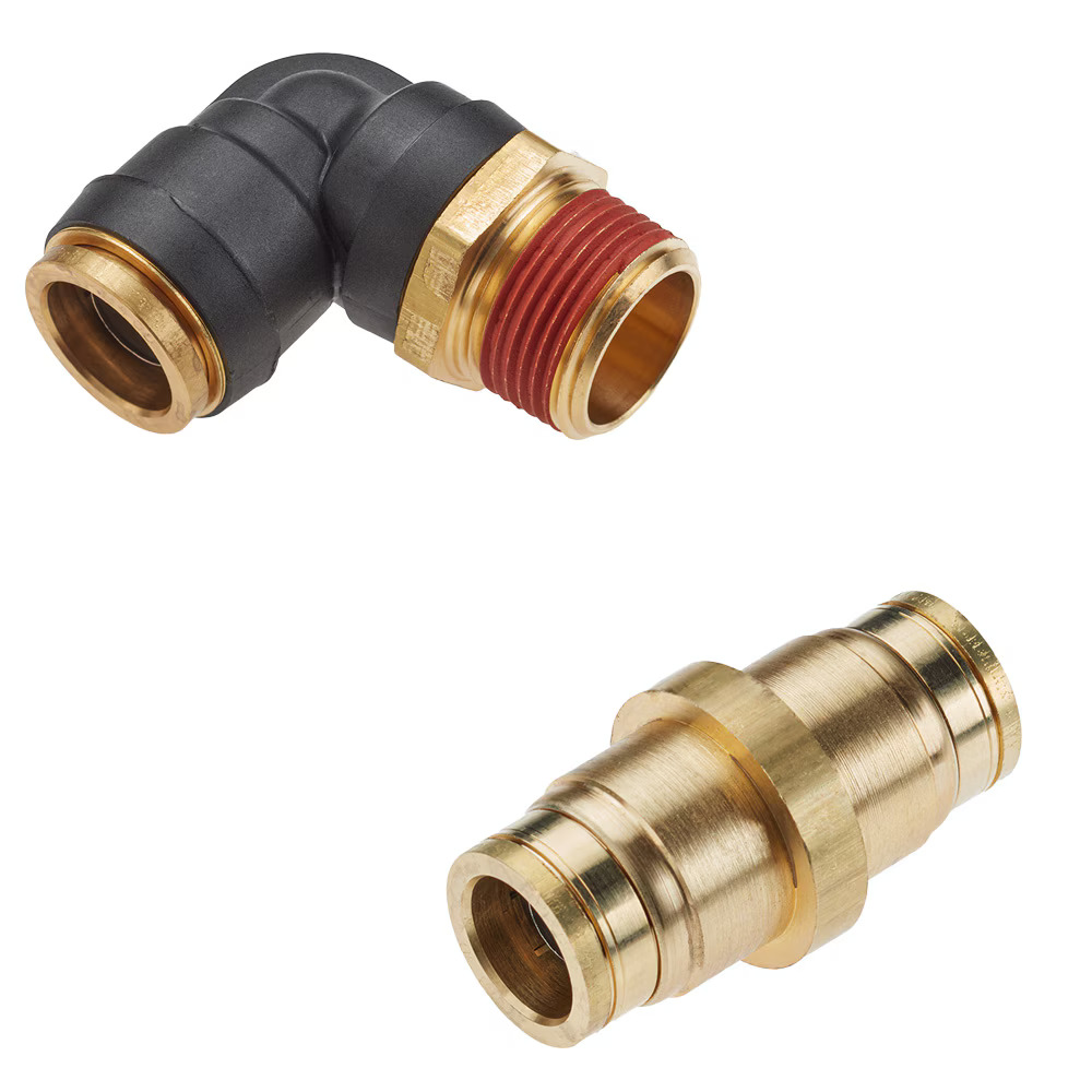 Air Brake D.O.T. composite & brass push-to-connect fittings - PTC & PTCR Elbow 90° - Bulkhead Tube to Pipe Push-to-Connect Male NPT