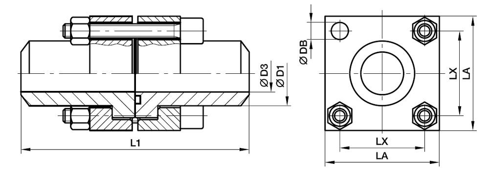 Cetop Firkant Flange Kobling - Cetop Firkant flange / Svejseende