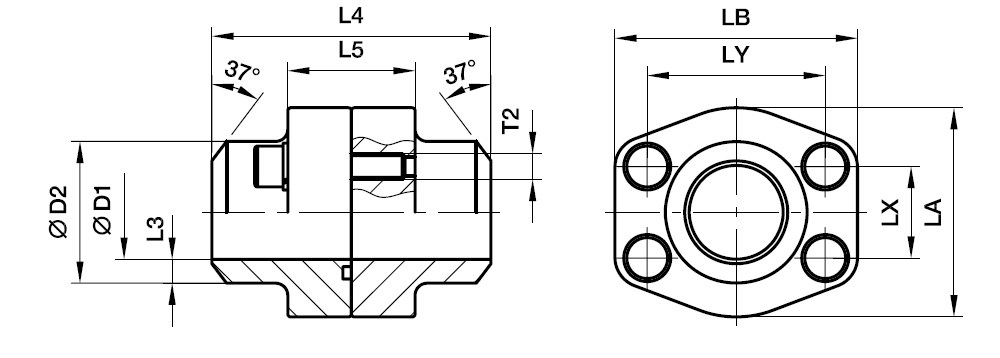 SAE Lige 4 Bolt Flange Samling (Svejseende) - SAE Flange / Rør Svejseende