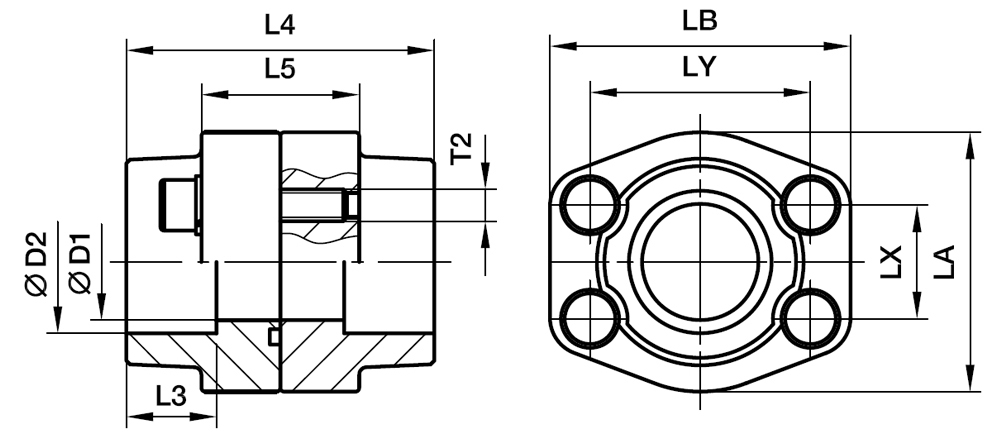SAE Lige 4 Bolt Flange Samling (Svejseende) - SAE Flange / Rør Svejseende