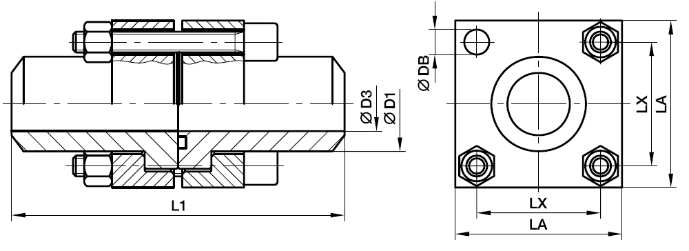 Firkant Flange (Svejseende Samling) - Firkant flange / Rør Svejseende