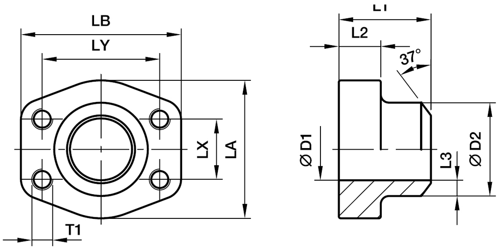 SAE Lige 4 Bolt Modflange (Svejseende) - SAE Modflange / Rør Svejseende