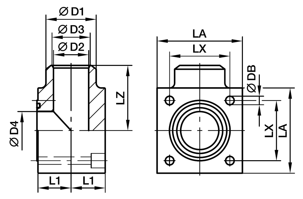 Cetop Firkant Flange 90° Vinkel Samling - Cetop Firkant flange 90° Vinkel / Svejseende