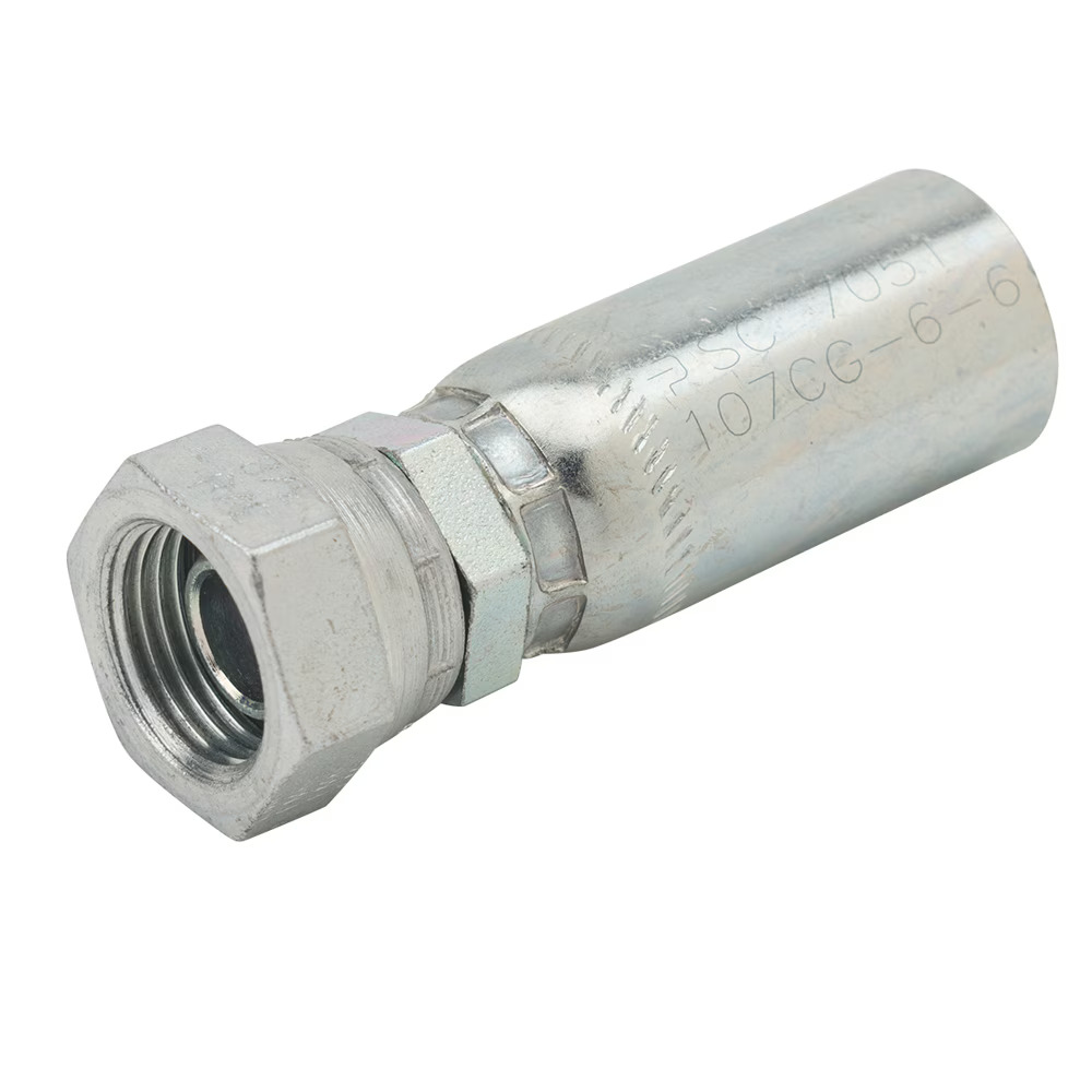 Permanent Crimp Fittings - CG Series Fittings Female NPSM Pipe - Swivel Straight (60° Cone Steel
