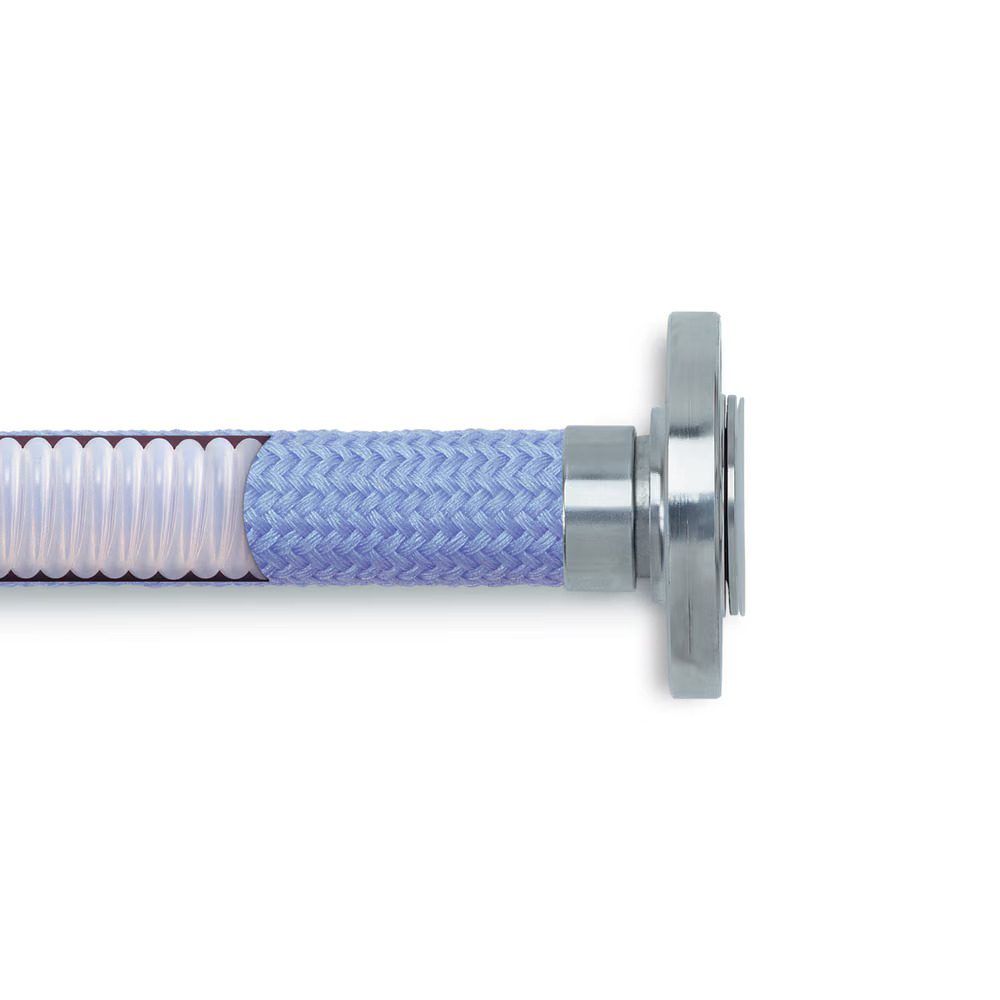 Flare-Seal® Heavy Wall Convoluted PTFE Hose Natural Polypropylene Braid