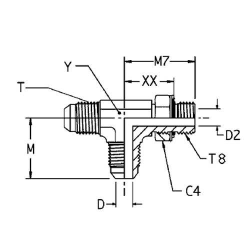 Udvendigt Gevind EL-T -37° Udkravet Ende/ Udvendig Metrisk Gevind – O-ring + Holdering