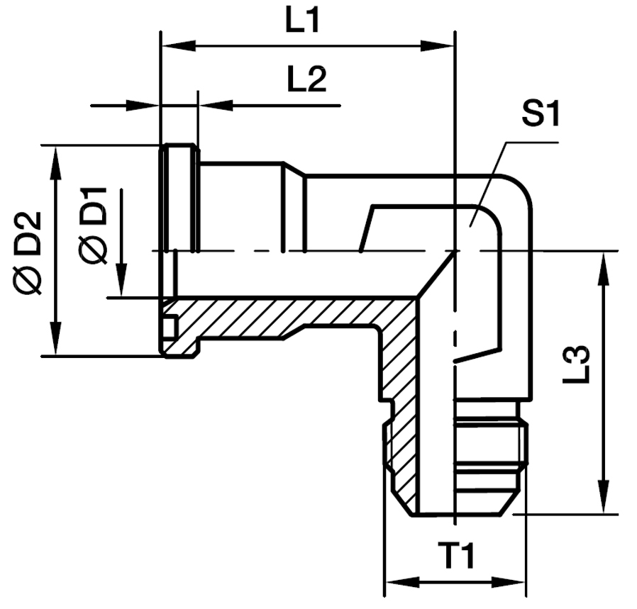 SAE 90° Vinkel Flange Adapter - SAE Flange / Triple-Lok® 37° Udkravet Ende