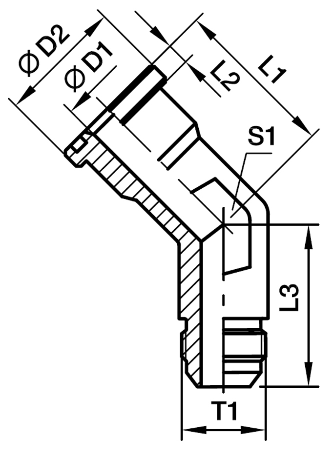 SAE 45° Vinkel Flange Adapter - SAE Flange / Triple-Lok® 37° Udkravet Ende