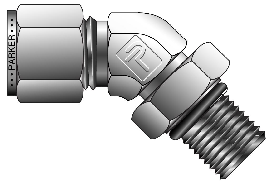 CPI - 45° Positionable Male Elbow SAE/MS Straight Thread For fractional tube