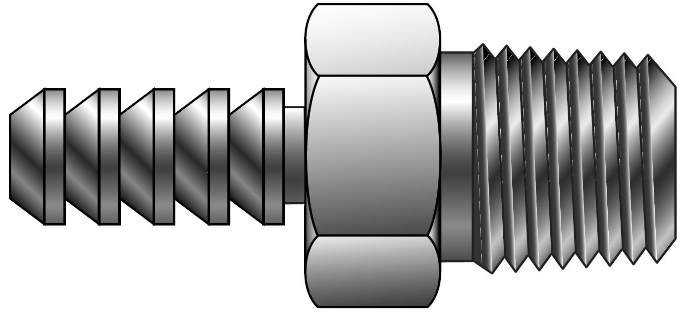 Barbed Connector to Male Pipe For fractional tube