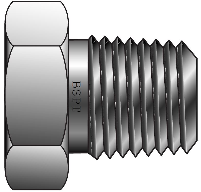 BSP Konisk Han Med Udv. Sekskant Rør Prop
