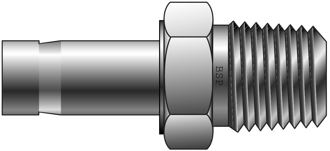 ALOK - BSP Konisk Han Adapter For Metriske Rør