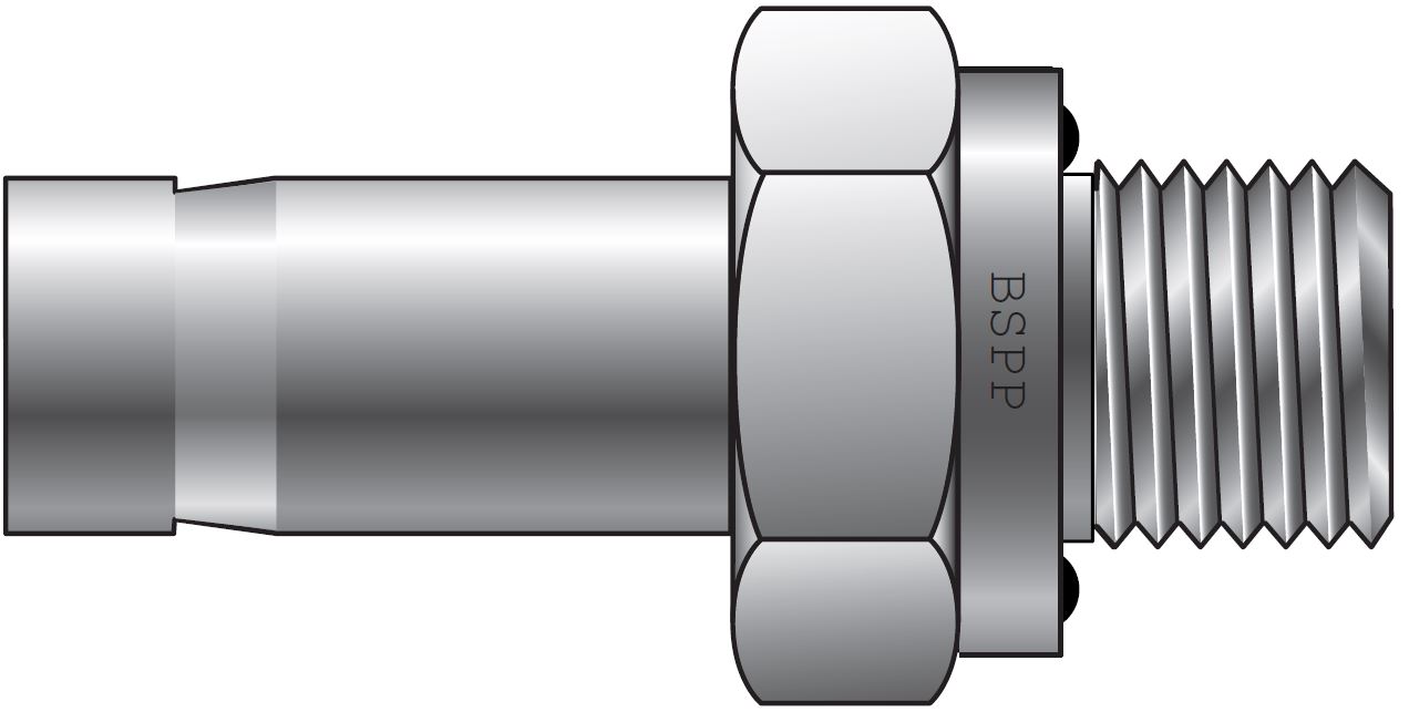 ALOK - BSPP Rør Ende Han Adapter Med ED Pakning For Tomme Rør