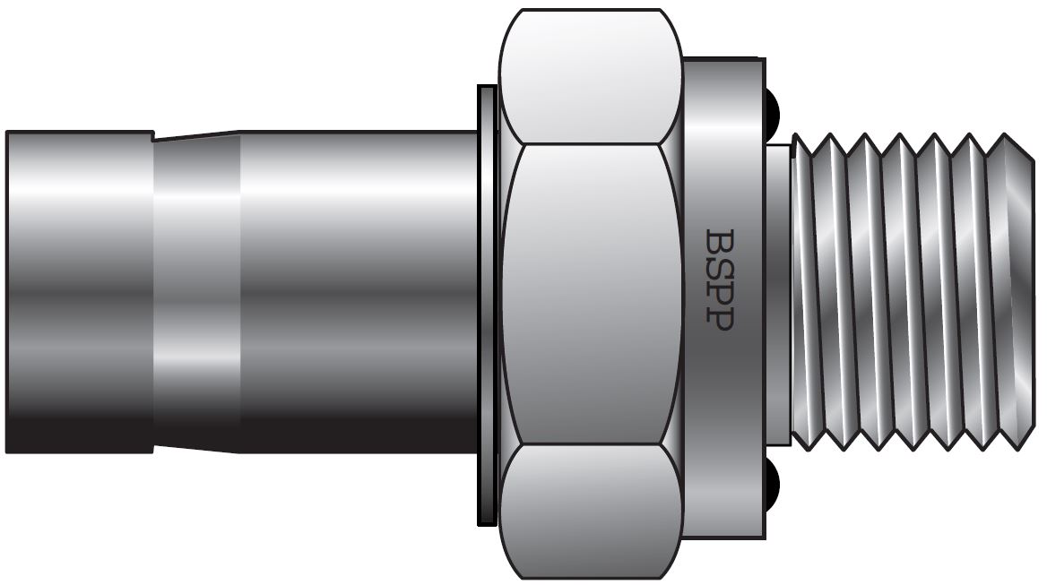 ALOK - BSPP Rør Ende Han Adapter Med ED Pakning For Metriske Rør