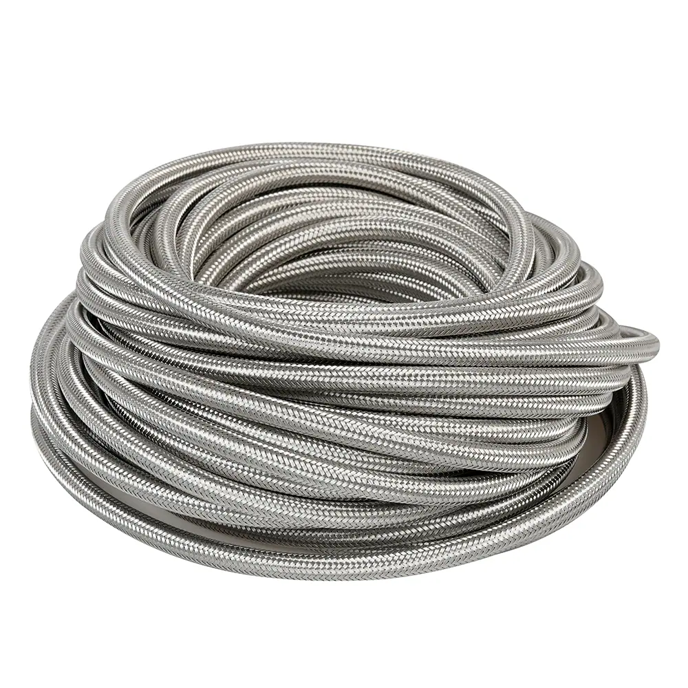 Self-fastening hoses with internal textile yard for NBR & EPDM and external metallic braid for silicone & FKM 25 M FKM