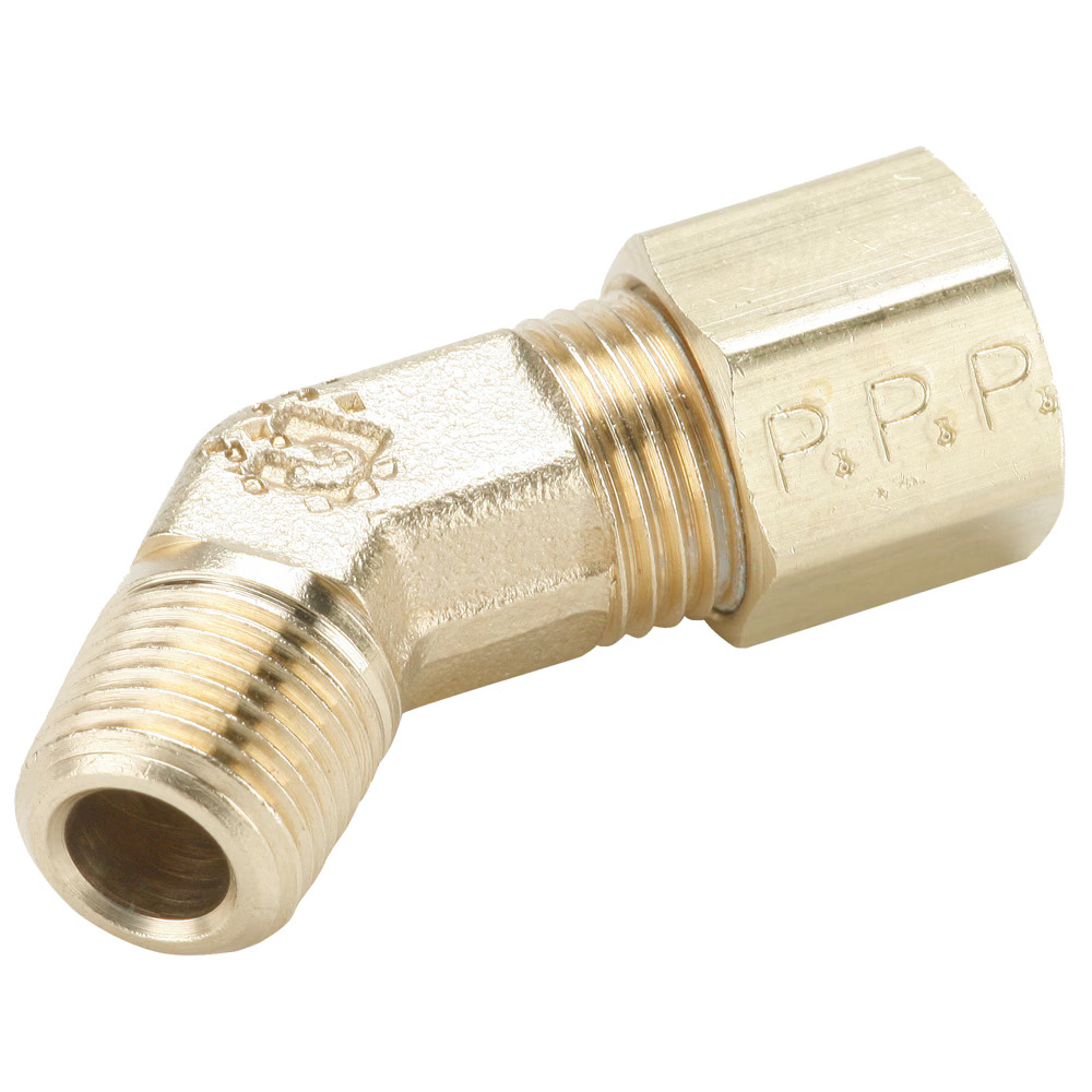 Inch Brass Compression Fittings Elbow 45° Compression 1/4"