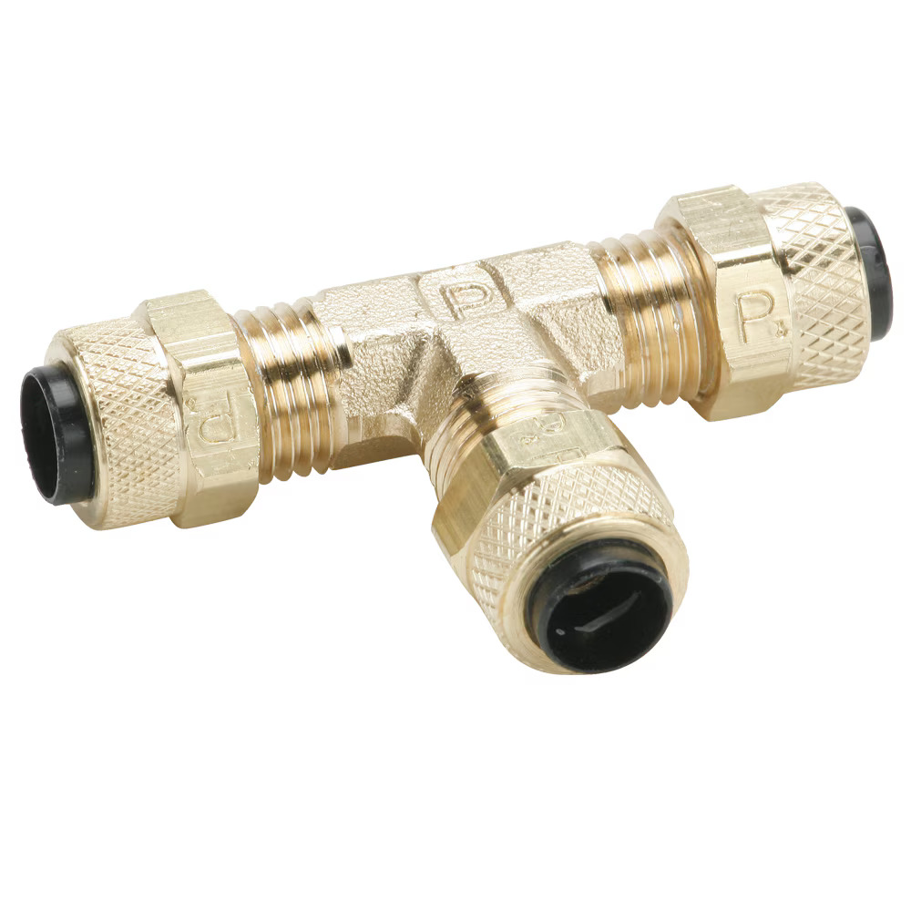 Brass Compression Fittings for Thermoplastic and Soft Metal Tubing - Poly-Tite. Tee Tube to Tube