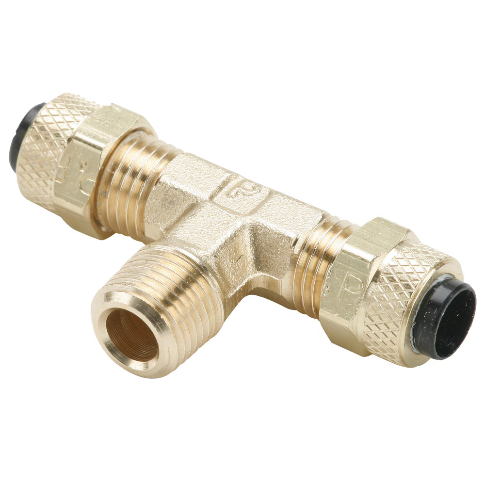 Brass Compression Fittings for Thermoplastic and Soft Metal Tubing - Poly-Tite. Branch Tee Tube to Pipe