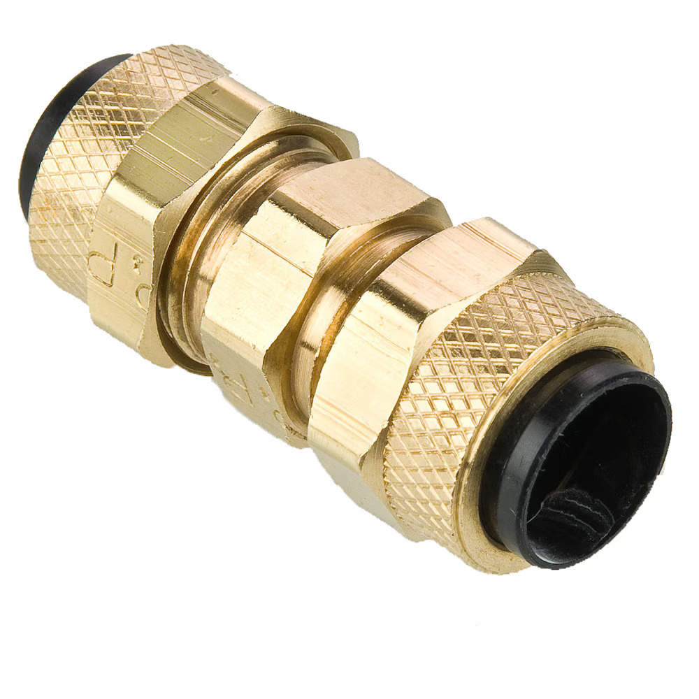 Brass Compression Fittings for Thermoplastic and Soft Metal Tubing - Poly-Tite. Union Tube to Tube