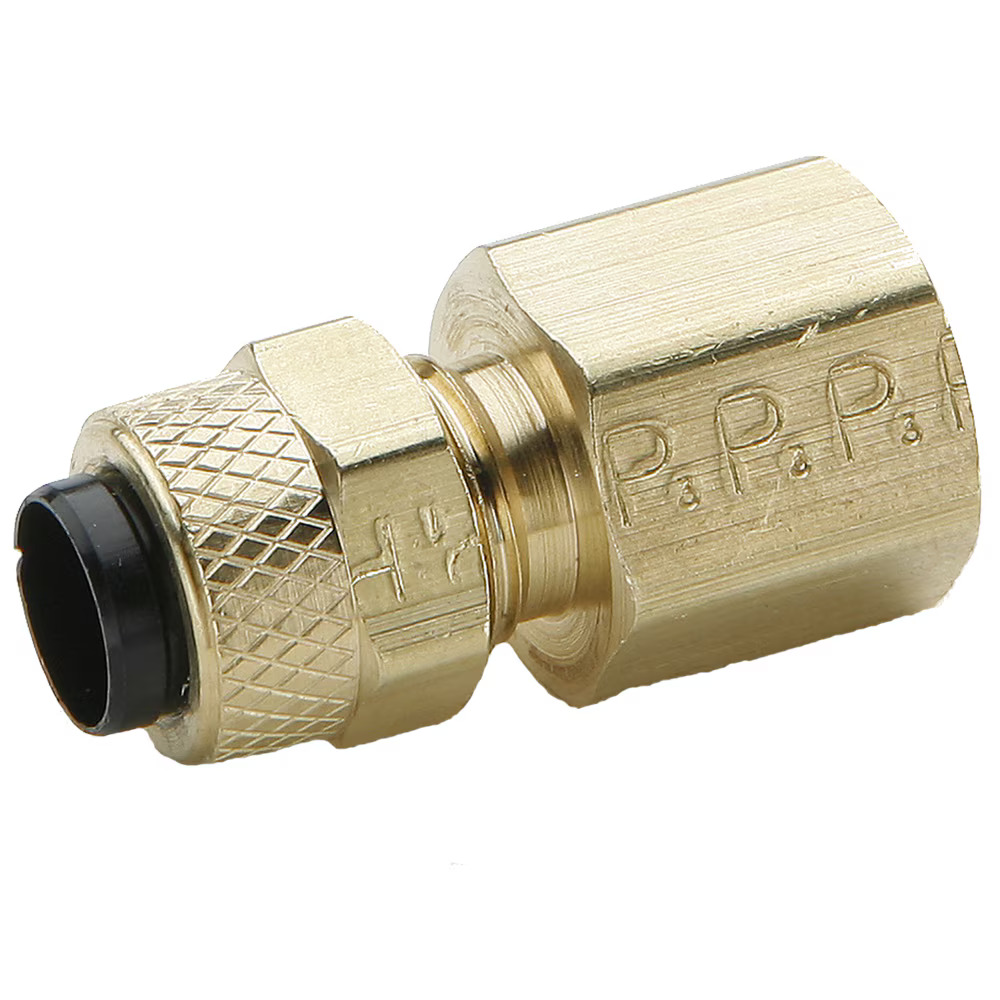 Brass Compression Fittings for Thermoplastic and Soft Metal Tubing - Poly-Tite. Connector Tube to Female Pipe