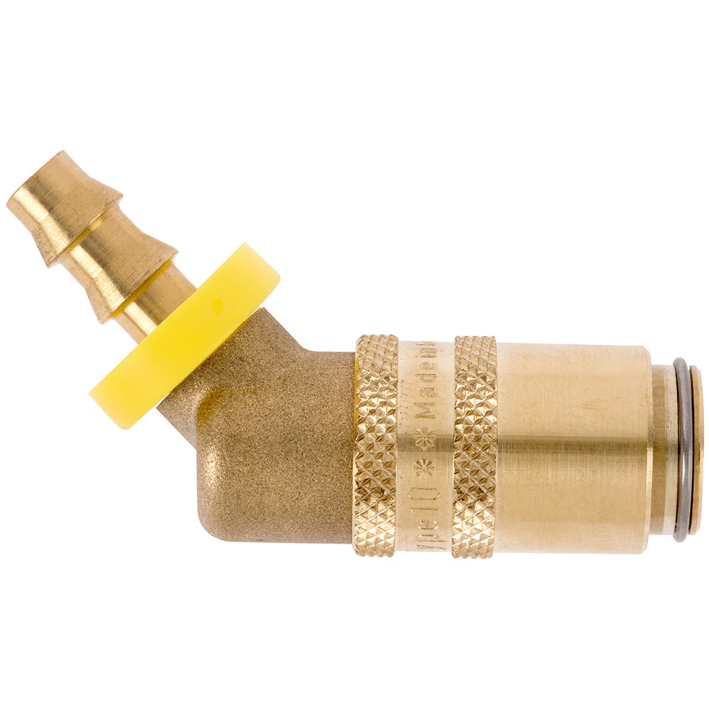 Serie 10  Double Shut-Off Hun Lynkobling (med ventil) - Push-Lok - Messing