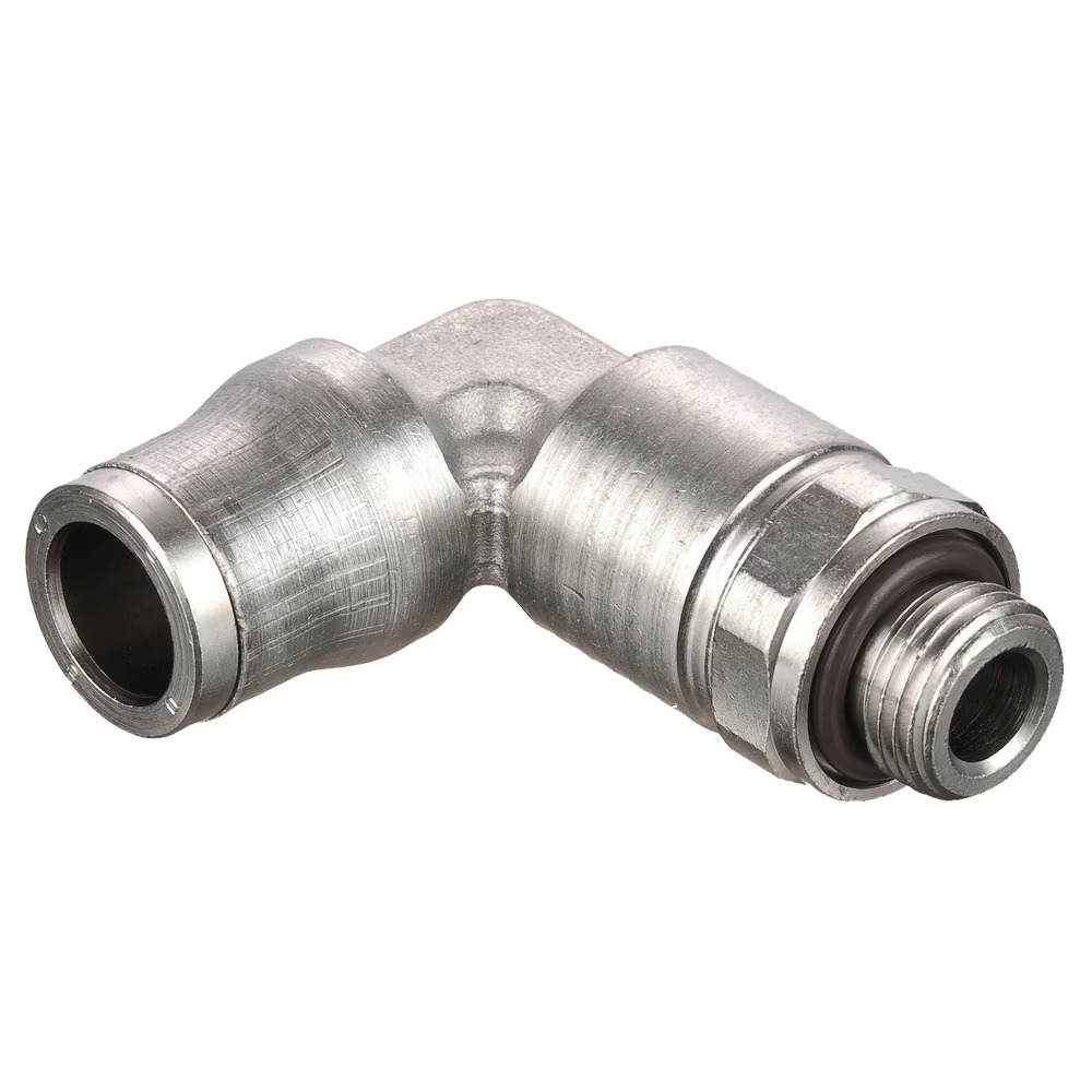 Electroless Nickel Plated Brass Push-to-Connect Fittings - Prestolok PLM Elbow 90° - Extended Tube to Pipe Push-to-Connect Male BSPP