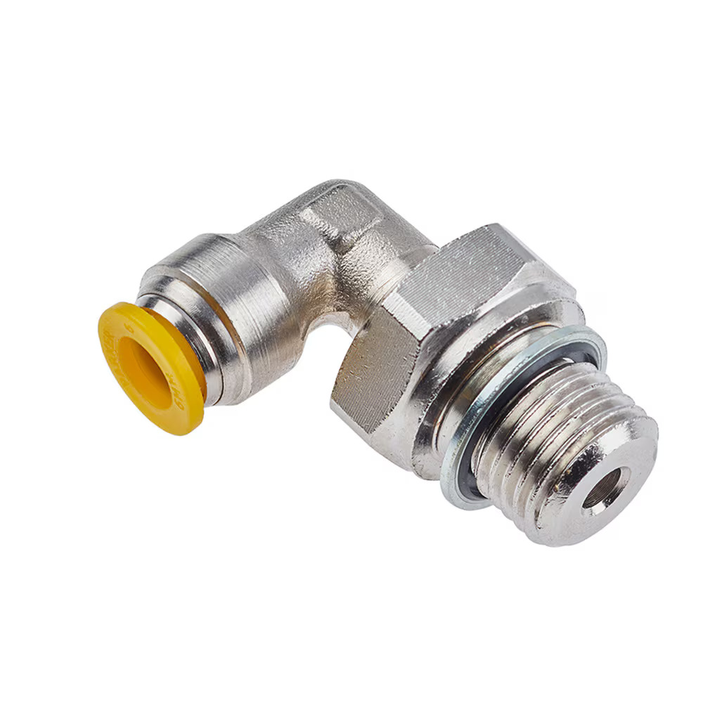 Push-to-Connect Nickel Plated Instant Fittings - Prestolok PLP Metal Elbow 90° - Swivel Push-to-Connect Male BSPP Tube to Pipe