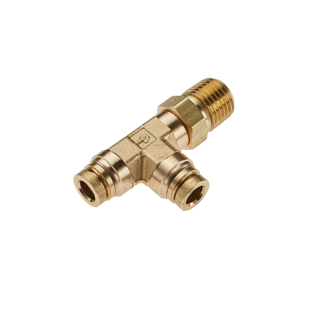 Air Brake D.O.T. composite & brass push-to-connect fittings - PTC & PTCR Run Tee Tube to Pipe Push-to-Connect Male NPT