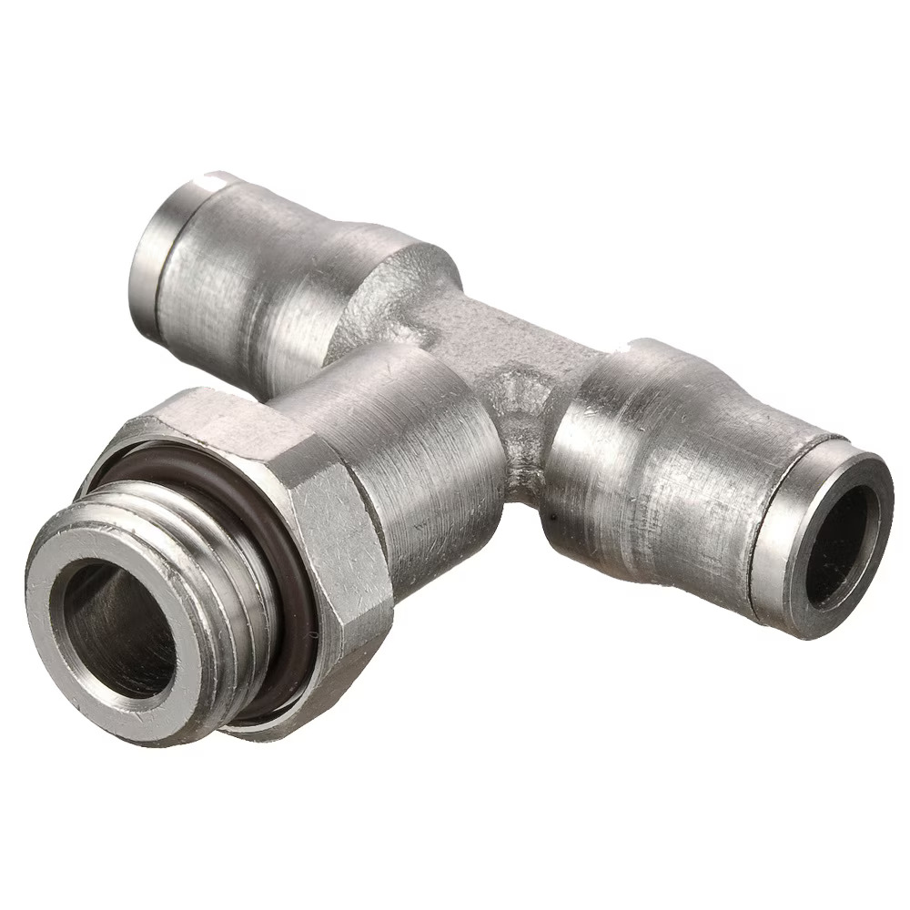 Electroless Nickel Plated Brass Push-to-Connect Fittings - Prestolok PLM Branch Tee Tube to Pipe Push-to-Connect Push-to-Connect