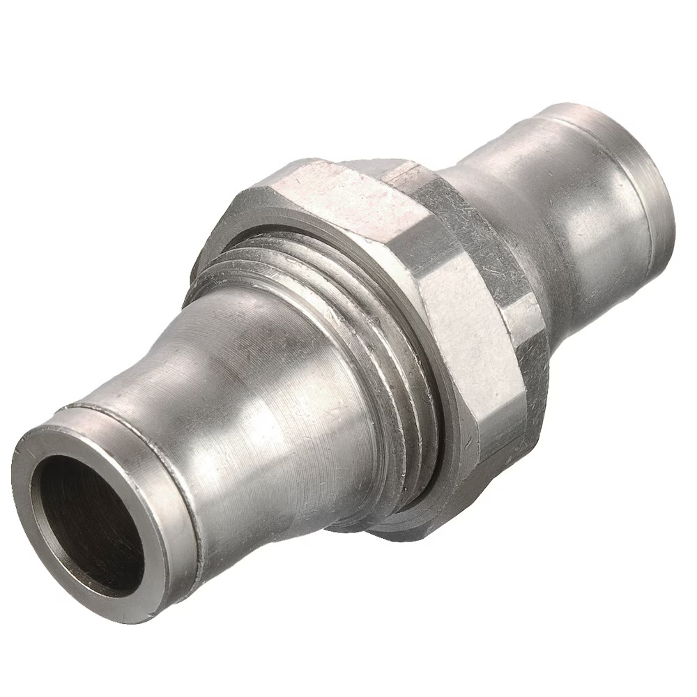 Electroless Nickel Plated Brass Push-to-Connect Fittings - Prestolok PLM Union - Bulkhead Tube to Tube Push-to-Connect Push-to-Connect
