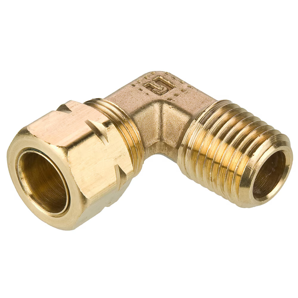 Brass Compression Fittings, Compress-Align Elbow 90° Compression Male Pipe Tube to Pipe