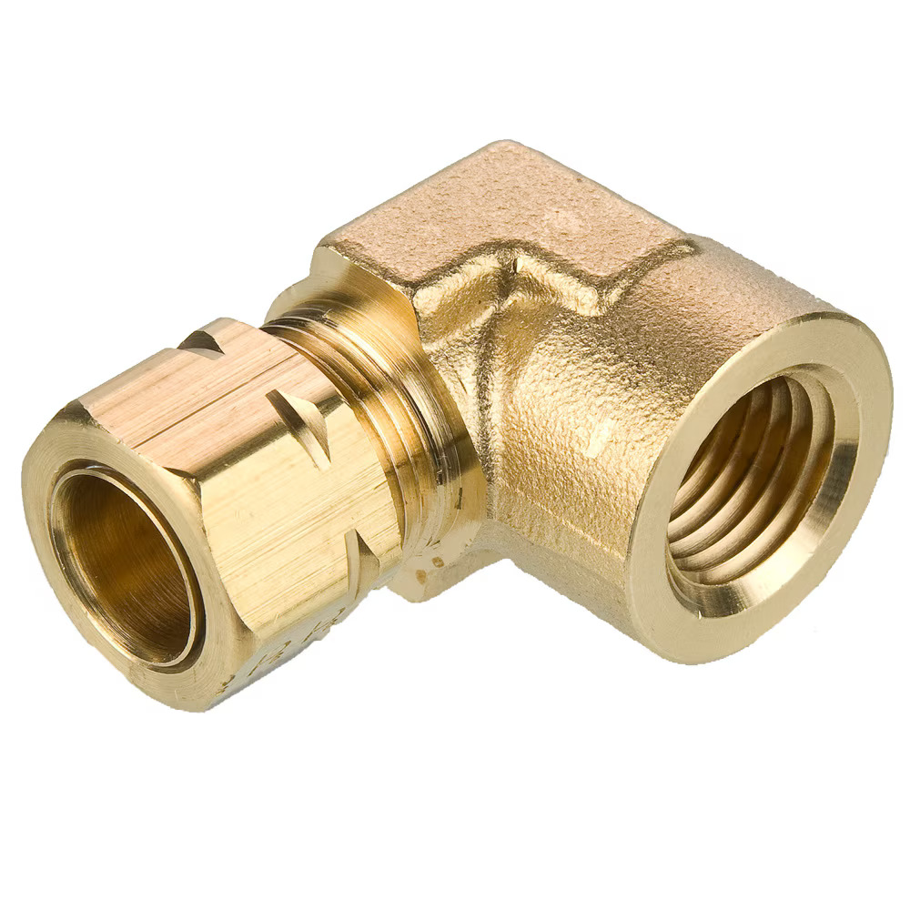 Brass Compression Fittings, Compress-Align Elbow 90° Compression Female Pipe Tube to Female Pipe