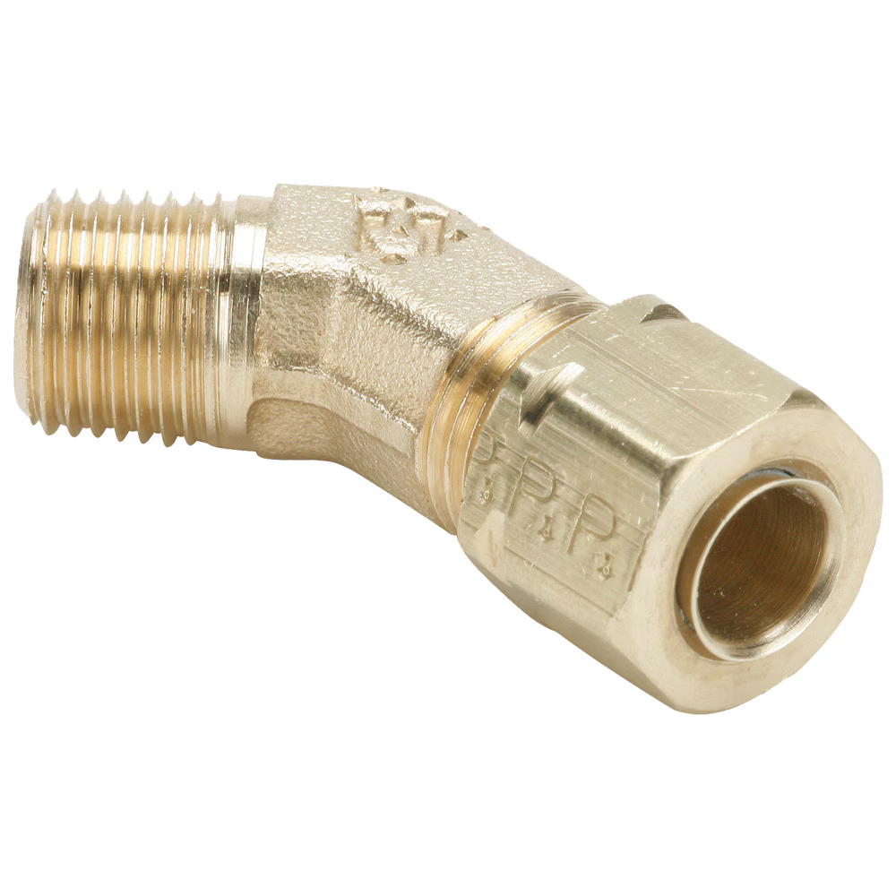 Brass Compression Fittings, Compress-Align Elbow 45° Compression Male Pipe Tube to Pipe