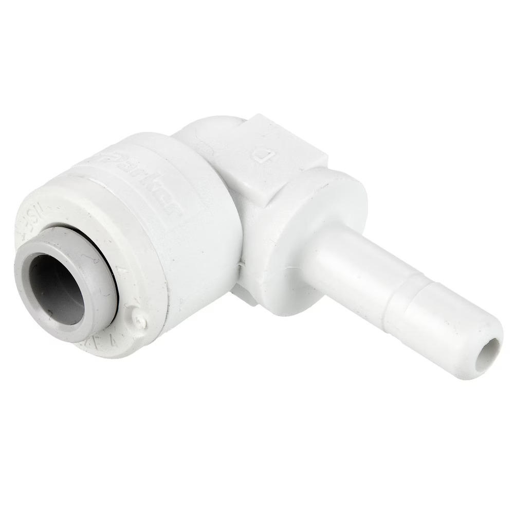 Push-to-Connect all plastic FDA compliant fitting, Parker TrueSeal Elbow 90° Tube Stem Tube Stem