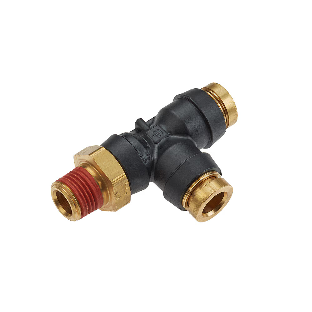 Air Brake D.O.T. composite & brass push-to-connect fittings - PTC & PTCR Run Tee - Rigid Swivel Tube to Pipe Push-to-Connect Male NPT