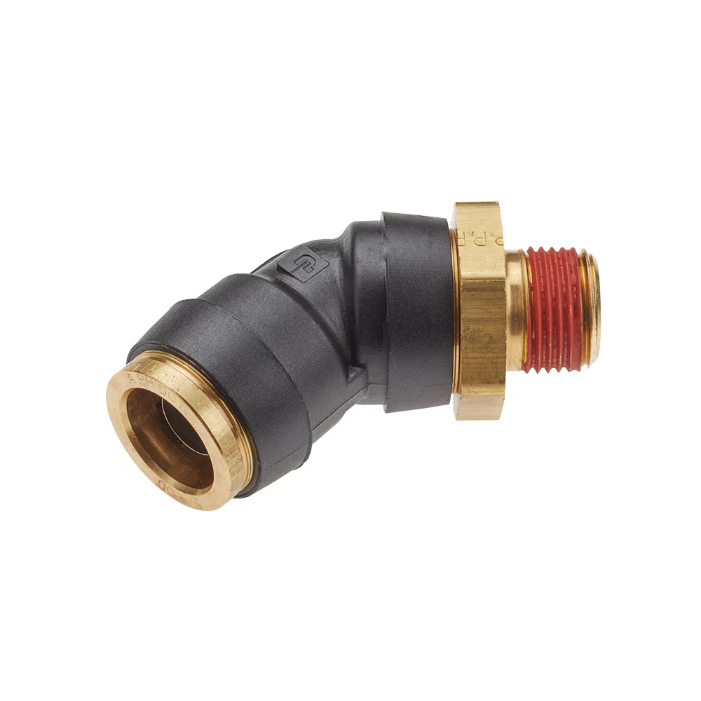Air Brake D.O.T. composite & brass push-to-connect fittings - PTC & PTCR Elbow 45° - Rigid Swivel Tube to Pipe Push-to-Connect Male NPT