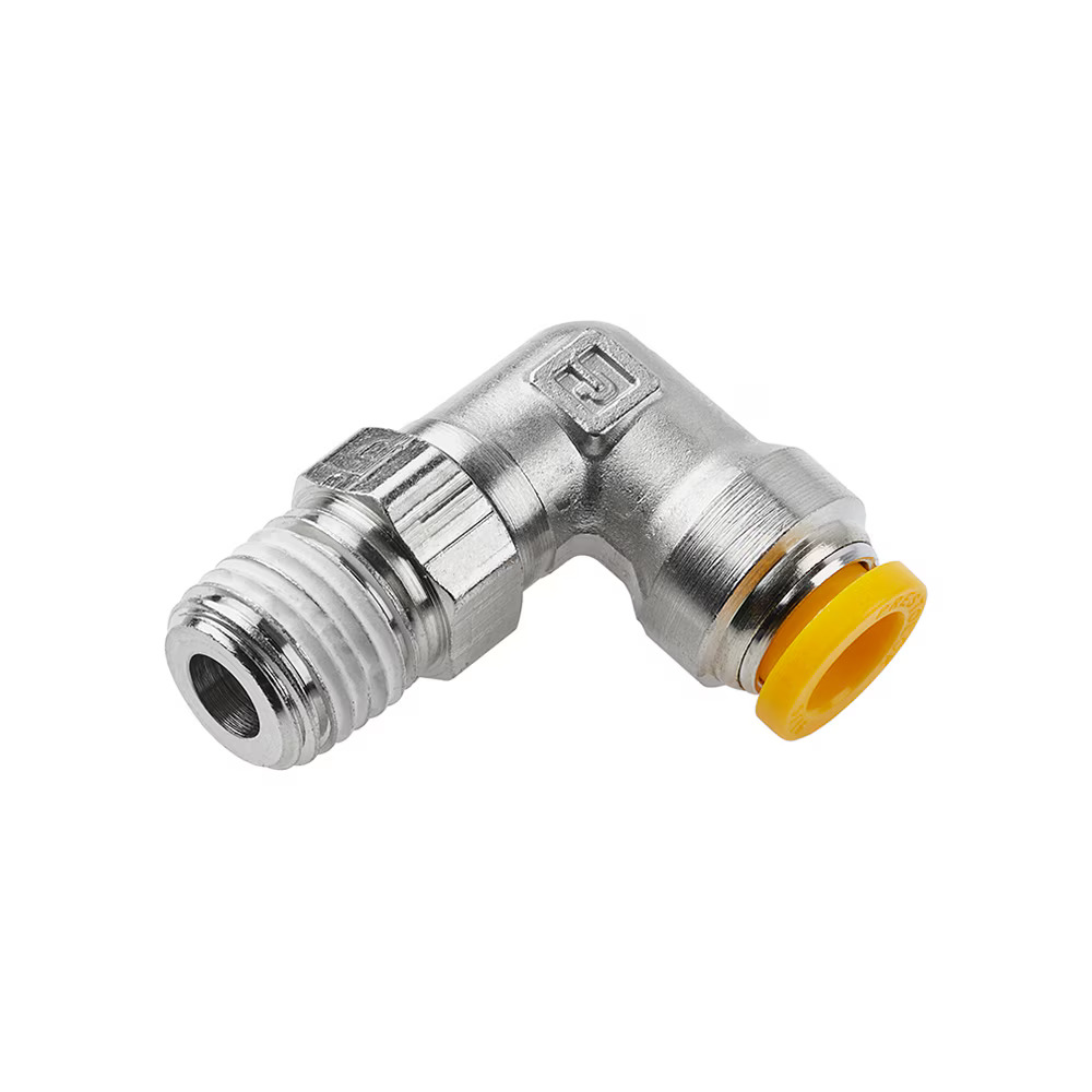 Push-to-Connect Nickel Plated Instant Fittings - Prestolok PLP Metal Elbow 90° - Swivel Push-to-Connect Male BSPT Tube to Pipe