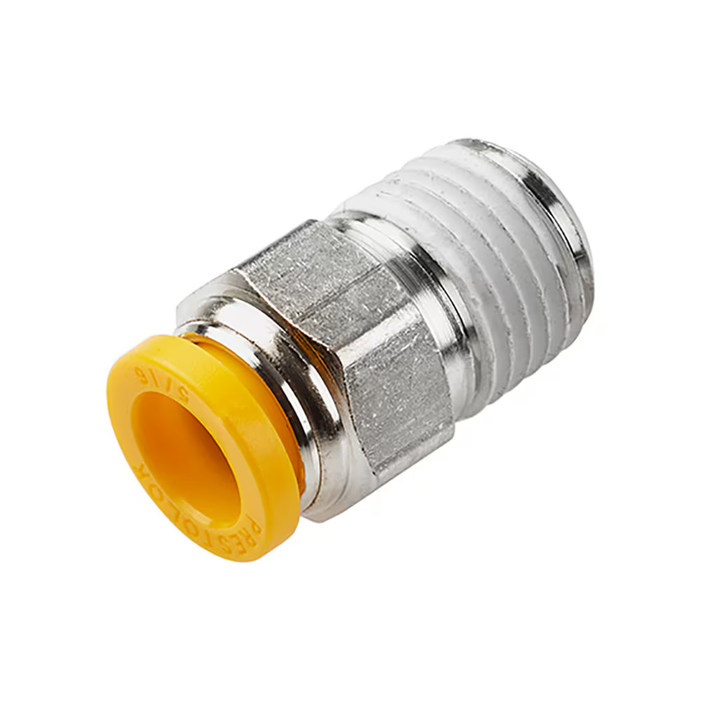 Push-to-Connect Nickel Plated Instant Fittings - Prestolok PLP Metal Connector Push-to-Connect Male BSPT Tube to Pipe