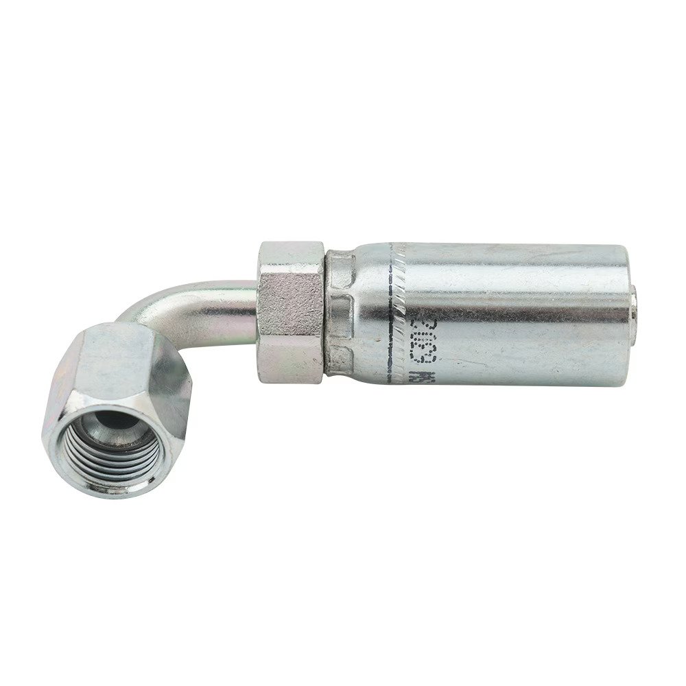 Permanent Crimp Fittings - CG Series Fittings Female JIC 37° - Swivel - 90° Elbow - Short Drop Steel