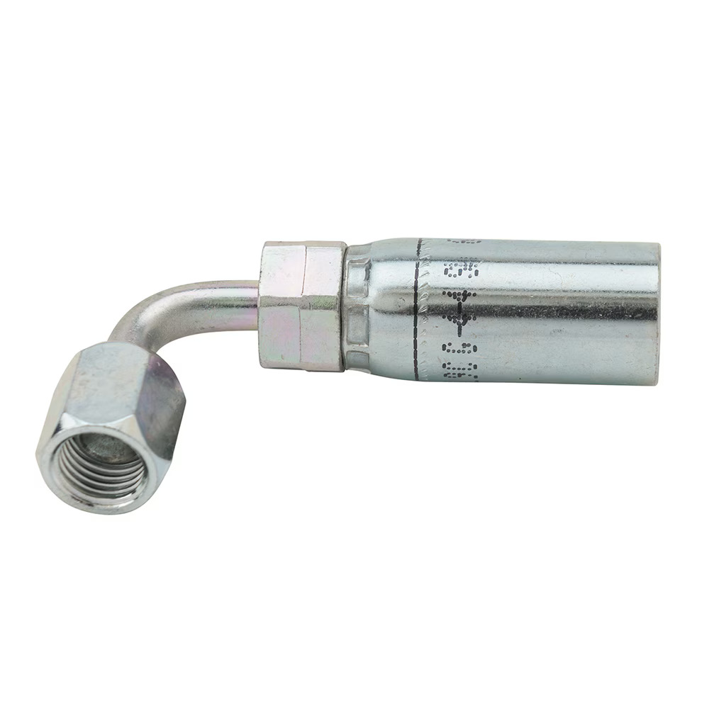 Permanent Crimp Fittings - CG Series Fittings Female JIC 37° - Swivel - 90° Elbow - Medium Drop Steel