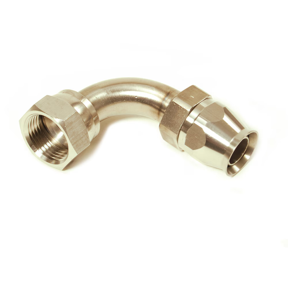 Field Attachable Fittings for PTFE Hose - 90 Series Female JIC 37° - Swivel - 90° Elbow - Short Drop