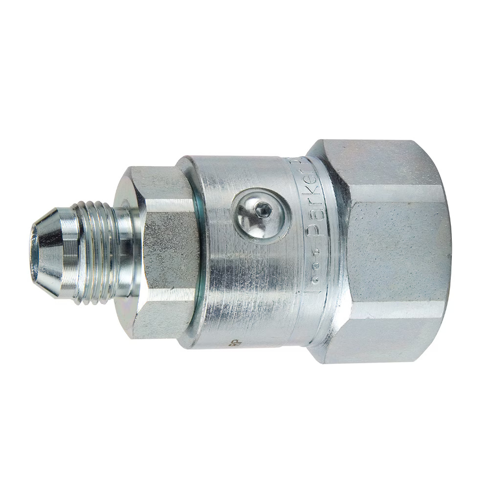 Hydraulic Inline & 90 Degree Elbow, High Pressure Swivels - PS Series Female NPTF Male JIC 37 degree